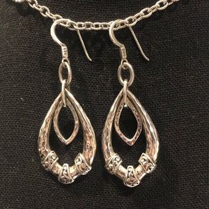 LOIS HILL Sterling Silver Double Elongated Oval Drop Dangle Cut Out Earrings